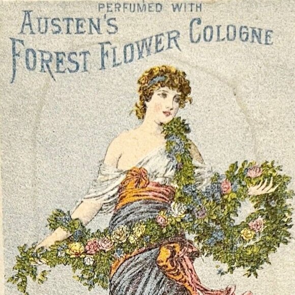 1878 Victorian Trade Card Austen's Forest Flower Perfume Skowhegan Maine DWD4 - Picture 1 of 3